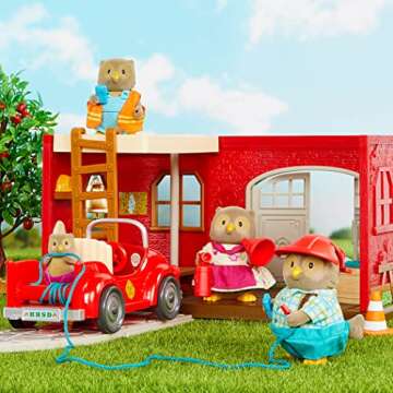 Li'l Woodzeez – 16 Pcs Safety Department Dollhouse Playset – Fire Truck, Miniature Furnitures & ...