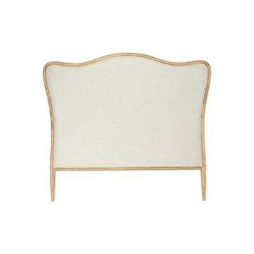 Creative Co-Op, Natural, Queen Modern Farmhouse Solid Oak Wood Headboard with Linen Upholstery, Beige