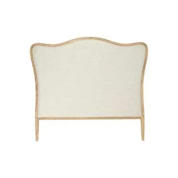 Creative Co-Op, Natural, Queen Modern Farmhouse Solid Oak Wood Headboard with Linen Upholstery, Beige