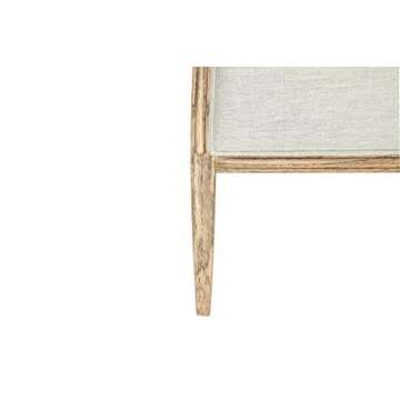 Creative Co-Op, Natural, Queen Modern Farmhouse Solid Oak Wood Headboard with Linen Upholstery, Beige