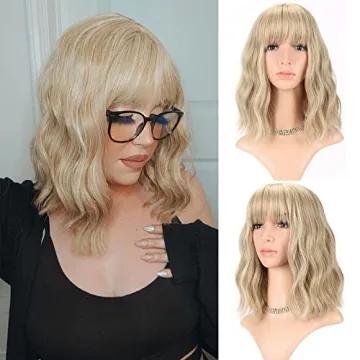 FAELBATY Stylish Blonde Wig with Loose Waves and Bangs