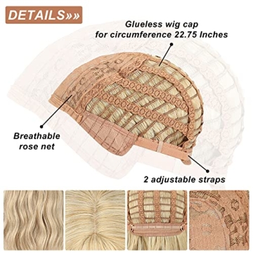 FAELBATY Stylish Blonde Wig with Loose Waves and Bangs