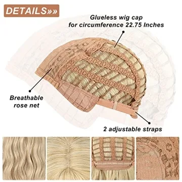 FAELBATY Stylish Blonde Wig with Loose Waves and Bangs