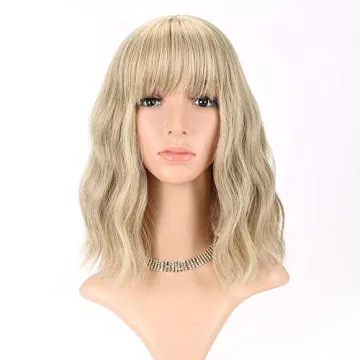 FAELBATY Stylish Blonde Wig with Loose Waves and Bangs
