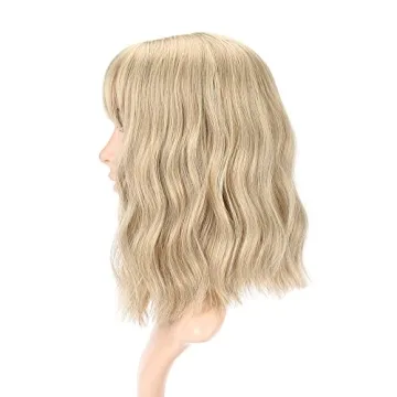 FAELBATY Stylish Blonde Wig with Loose Waves and Bangs