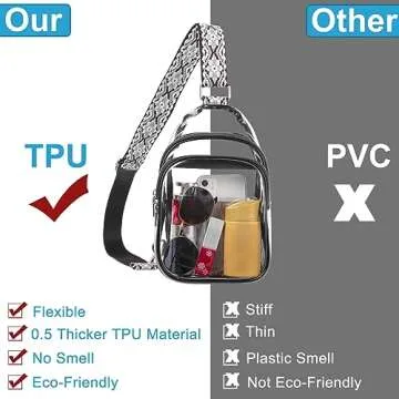 CLUCI Clear Bag for Stadium Events, Clear Bag Purses for women Crossbody Transparent, Crossbody Purses for Concerts Sports Black