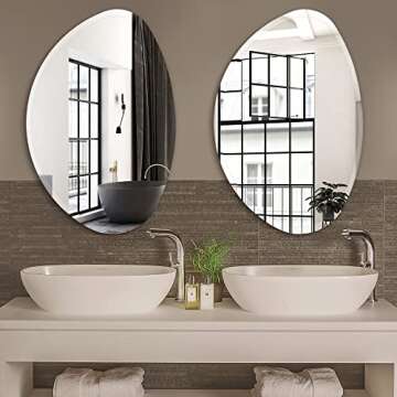 NeuType 36x24 Frameless Beveled Wall Mirror for Modern Décor