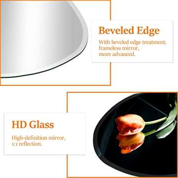 NeuType 36x24 Frameless Beveled Wall Mirror for Modern Décor