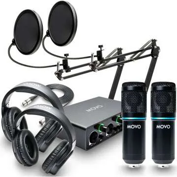 Movo PodKit2AH Podcast Equipment Bundle with Mics