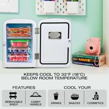 Koolatron Mini Fridge - Refrigerator for Bedroom Skincare Office, Portable Table Top Beverage Cooler, 12V 110V Refrigerador For Drinks, Soda, Wine, Breast Milk, Use In Car, Dorm, Outdoor, Patio, 8 Can