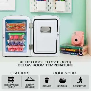 Koolatron Mini Fridge - Refrigerator for Bedroom Skincare Office, Portable Table Top Beverage Cooler, 12V 110V Refrigerador For Drinks, Soda, Wine, Breast Milk, Use In Car, Dorm, Outdoor, Patio, 8 Can
