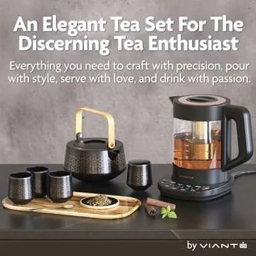 Vianté Luxury Tea Set. Electric Kettle with Tea Infuser for Loose Leaf Tea And Ceramic Serving Set....