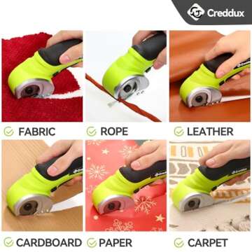 Creddux Cordless Electric Scissors, 4.2V Cardboard Cutter Tool for Cardboard Carpet Leather Packages Plastic with Rechargeable Battery Pink