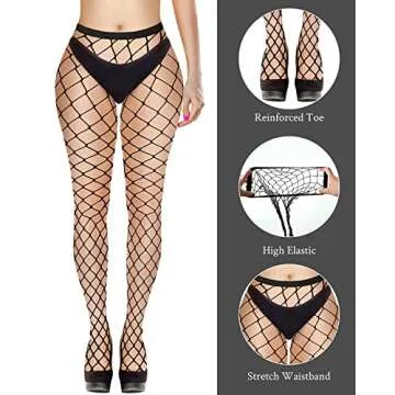 Yahenda Women 8 Pairs Fishnet Stockings - High Waist Playboy Tights in Vibrant Colors