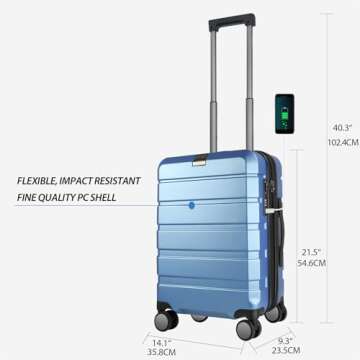 KROSER Hardside Expandable Carry On Luggage with Spinner Wheels & Built-in TSA Lock, Durable Suitcas...