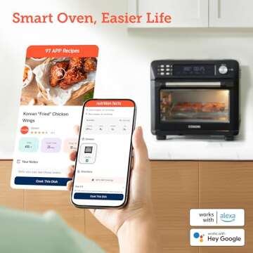 COSORI Air Fryer Toaster Oven Combo 12-in-1, 26Qt APP & Voice Control Convection Oven Countertop, Bake, Roast, Reheat, Broil, Dehydrate, Sous Vide, 94 Recipes & 3 Accessories, Black, Stainless Steel