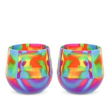 Silipint 14-Ounce Unbreakable Silicone Wine Glasses, Reusable and Shatterproof Wine Tumblers for Par...