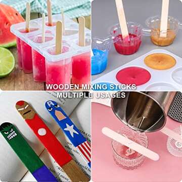 LET'S RESIN Epoxy Mixing Cups Kit,200Pcs, Plastic, 30ml Disposable Measuring Cups,50 Wooden Stirring Sticks, Dropper for Paint Mixing, Jewelry Making