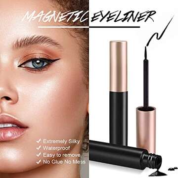 Magnetic Eyelashes with Magnetic Eyeliner, 3D Magnetic Lashes Kit Reusable Natural Look Magnetic Eyelash with Tweezers - No Glue Needed (5 Pairs)