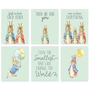 Andaz Press Peter Rabbit Theme Nursery Kids Bedroom Unframed Hanging Wall Art Poster Room Decor, 8.5...