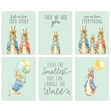 Andaz Press Peter Rabbit Theme Nursery Kids Bedroom Unframed Hanging Wall Art Poster Room Decor, 8.5...