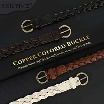 XZQTIVE Women's Braided Leather Belts - 2 Pack Adjustable