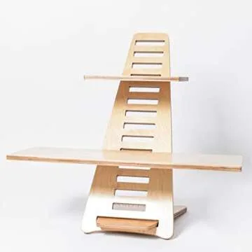 Sleekform Standing Desk Converter - Elevation Stand, Laptop Riser, Adjustable Height Sit to Stand Desk Converter Workstation for Office and Home, Table Top Wood Portable