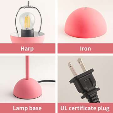 Rickaron Mushroom Table Lamp Set of 2 12” Pink Mushroom Touch Control Desk Lamp Bedside Small Lovly Flower Bud Design Modern Night Light *No Lightbulb Included*