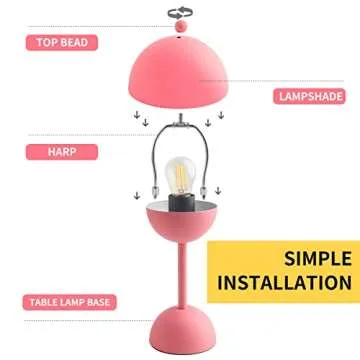 Rickaron Mushroom Table Lamp Set of 2 12” Pink Mushroom Touch Control Desk Lamp Bedside Small Lovly Flower Bud Design Modern Night Light *No Lightbulb Included*