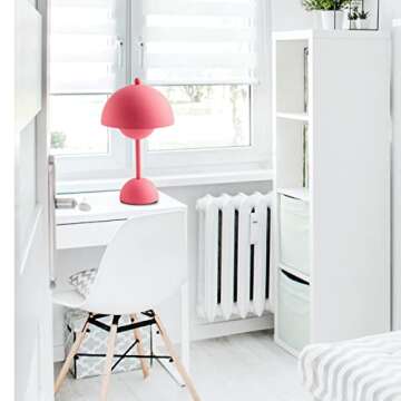 Rickaron Mushroom Table Lamp Set of 2 12” Pink Mushroom Touch Control Desk Lamp Bedside Small Lovly Flower Bud Design Modern Night Light *No Lightbulb Included*