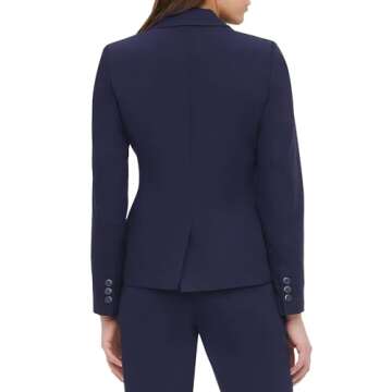 Tommy Hilfiger Women's One Button Blazer Business Jacket with Flattering Fit and Single-Button, Dark Midnight, 6