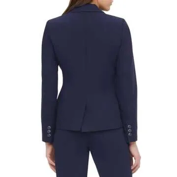Tommy Hilfiger Women's One Button Blazer Business Jacket with Flattering Fit and Single-Button, Dark Midnight, 6