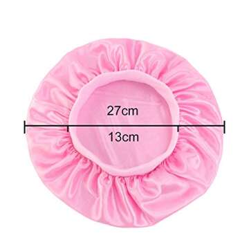 2 Pcs Kids Satin Sleeping Caps Head Cover Bonnet with Elastic Band Hair Care Cap Night Hat for Baby Toddler Teens (Purple and Pink)