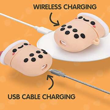 Cute Airpods Case Cover with Keychain, Girly Pink Boba Milk Tea Silicone Protective Shockproof Compa...