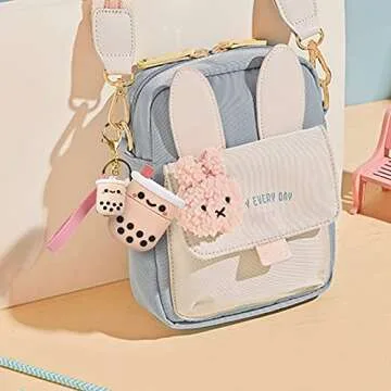 Cute Airpods Case Cover with Keychain, Girly Pink Boba Milk Tea Silicone Protective Shockproof Compatible with AirPods 1 & 2 Charging Case for Girls (Airpods 1/2)