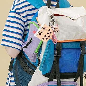 Cute Airpods Case Cover with Keychain, Girly Pink Boba Milk Tea Silicone Protective Shockproof Compatible with AirPods 1 & 2 Charging Case for Girls (Airpods 1/2)