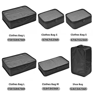 JJ POWER Travel Packing Cubes with Shoe Bag for Organizing