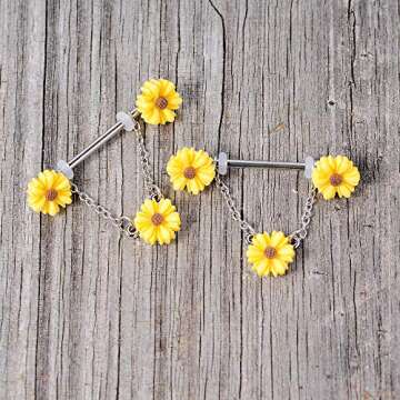 Body Candy Sunflower Dangle Nipple Rings for Women