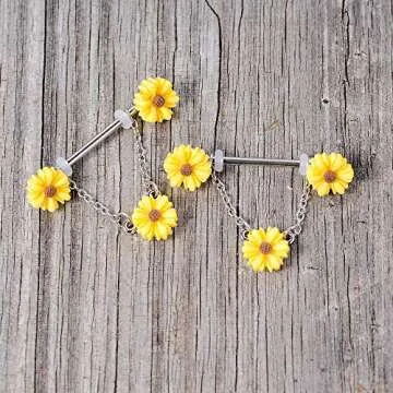 Body Candy Sunflower Dangle Nipple Rings for Women