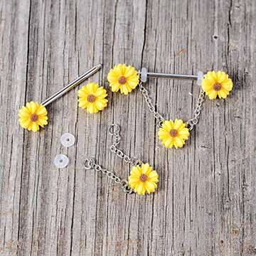 Body Candy Sunflower Dangle Nipple Rings for Women