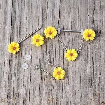 Body Candy Sunflower Dangle Nipple Rings for Women