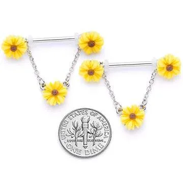 Body Candy Sunflower Dangle Nipple Rings for Women