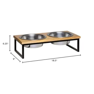 Loving Pets Wooden Top Diner Natural - Stylish & Durable Pet Bowls