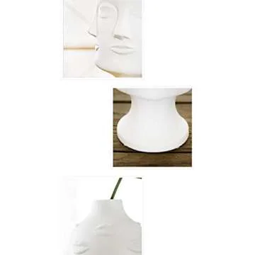 Vaorwne Modern Decorative Ceramic Vase Decor,Artists,Potted Plants,Potted Plants,Garden Decoration,White Pottery Vase Lip White Ceramic for Centerpieces, Kitchen, Office or Living Room