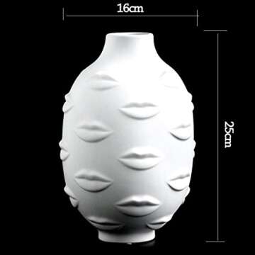 Vaorwne Modern Decorative Ceramic Vase Decor,Artists,Potted Plants,Potted Plants,Garden Decoration,White Pottery Vase Lip White Ceramic for Centerpieces, Kitchen, Office or Living Room