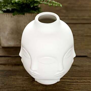 Vaorwne Modern Decorative Ceramic Vase Decor,Artists,Potted Plants,Potted Plants,Garden Decoration,White Pottery Vase Lip White Ceramic for Centerpieces, Kitchen, Office or Living Room