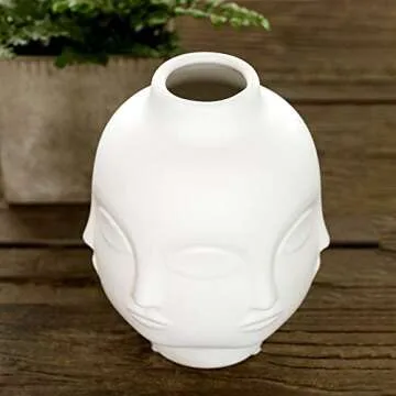 Vaorwne Modern Decorative Ceramic Vase Decor,Artists,Potted Plants,Potted Plants,Garden Decoration,White Pottery Vase Lip White Ceramic for Centerpieces, Kitchen, Office or Living Room