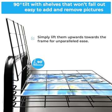 Joymaney Art Drying Rack for Classrooms and Art Studios, Original Unique System of 25 Shelves That Have 90 Degree Lift and are Removeable, Mobile and Sturdy, Ideal for Schools,Art, Preschool