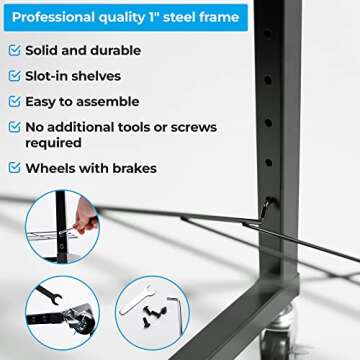 Joymaney Art Drying Rack for Classrooms and Art Studios, Original Unique System of 25 Shelves That Have 90 Degree Lift and are Removeable, Mobile and Sturdy, Ideal for Schools,Art, Preschool