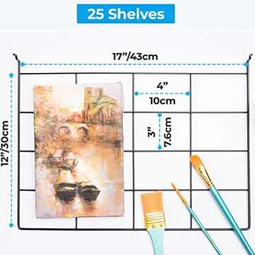 Joymaney Art Drying Rack for Classrooms and Art Studios, Original Unique System of 25 Shelves That Have 90 Degree Lift and are Removeable, Mobile and Sturdy, Ideal for Schools,Art, Preschool